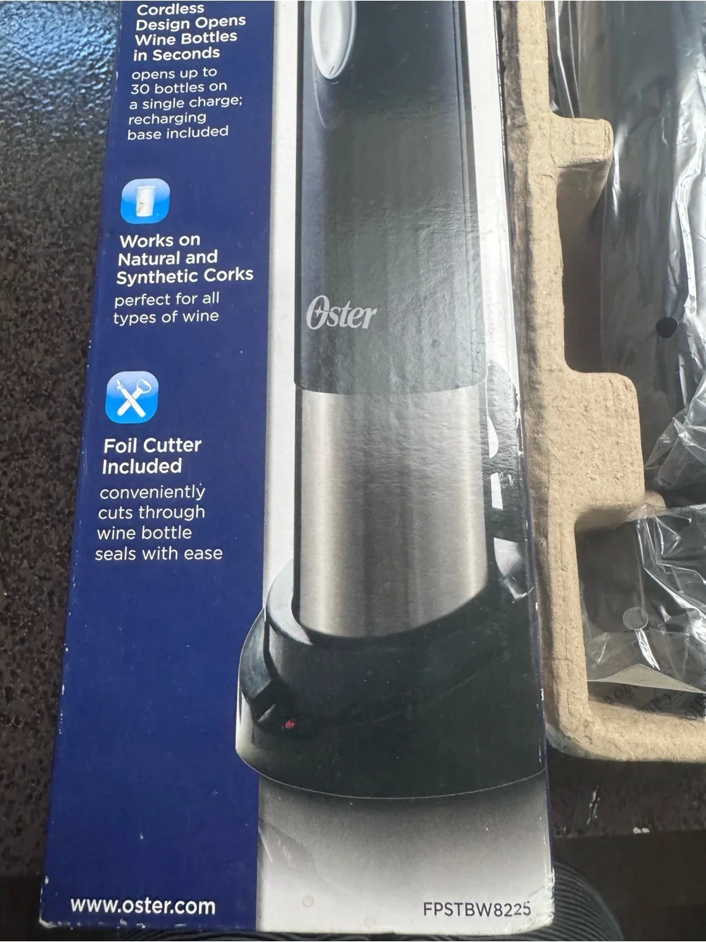 Oster Electric Wine Opener in Black and Stainless Steel
